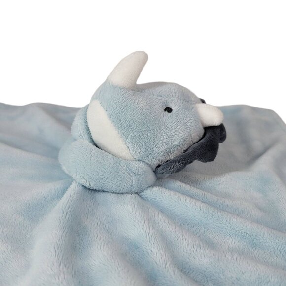 Carter's Lovey Hugging Dinosaur Triceratops Blue 12" Striped Gray Plush 2020 - Picture 3 of 11
